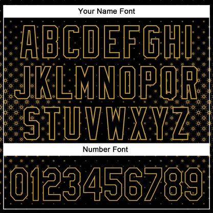 Custom Black Old Gold 3D Pattern Design Geometric Stars Authentic Baseball Jersey - Sky-Custom