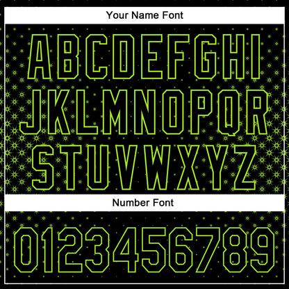 Custom Black Neon Green 3D Pattern Design Geometric Stars Authentic Baseball Jersey - Sky-Custom