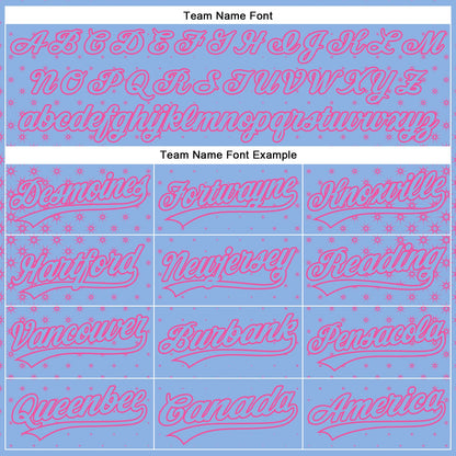 Custom Light Blue Pink 3D Pattern Design Geometric Stars Authentic Baseball Jersey - Sky-Custom