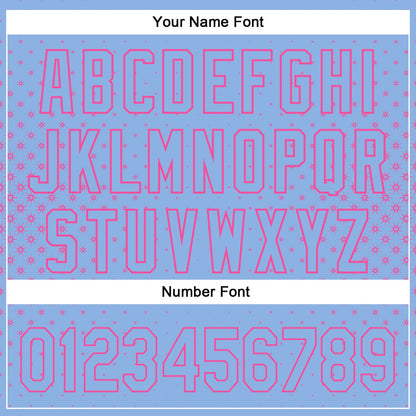 Custom Light Blue Pink 3D Pattern Design Geometric Stars Authentic Baseball Jersey - Sky-Custom