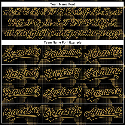 Custom Black Old Gold 3D Pattern Design Halftone Geometric Shapes Authentic Baseball Jersey - Sky-Custom