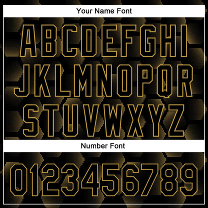 Custom Black Old Gold 3D Pattern Design Halftone Geometric Shapes Authentic Baseball Jersey - Sky-Custom