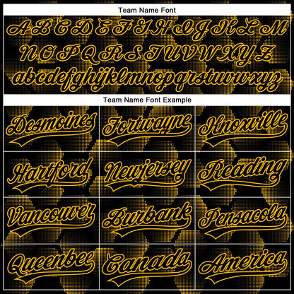 Custom Black Gold 3D Pattern Design Halftone Geometric Shapes Authentic Baseball Jersey - Sky-Custom