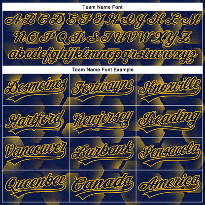 Custom Navy Gold 3D Pattern Design Halftone Geometric Shapes Authentic Baseball Jersey - Sky-Custom