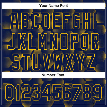 Custom Navy Gold 3D Pattern Design Halftone Geometric Shapes Authentic Baseball Jersey - Sky-Custom
