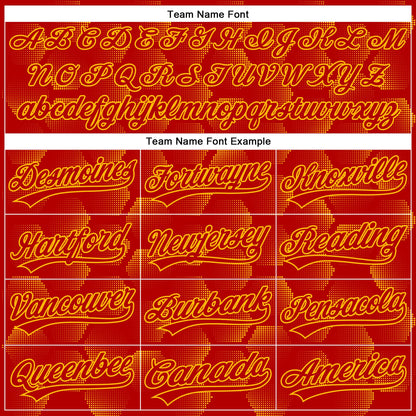 Custom Red Gold 3D Pattern Design Halftone Geometric Shapes Authentic Baseball Jersey - Sky-Custom