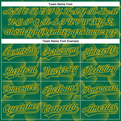 Custom Kelly Green Gold 3D Pattern Design Halftone Geometric Shapes Authentic Baseball Jersey - Sky-Custom