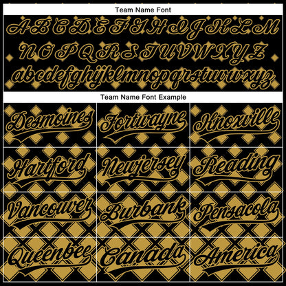 Custom Black Old Gold 3D Pattern Design Geometric Shapes Authentic Baseball Jersey - Sky-Custom