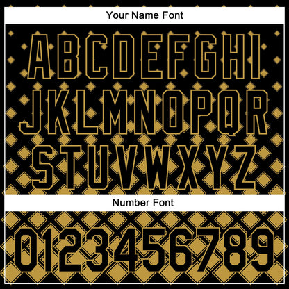 Custom Black Old Gold 3D Pattern Design Geometric Shapes Authentic Baseball Jersey - Sky-Custom