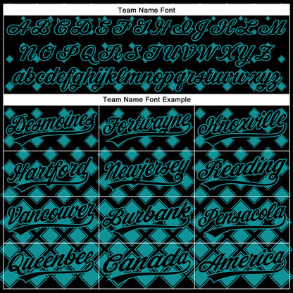 Custom Black Teal 3D Pattern Design Geometric Shapes Authentic Baseball Jersey - Sky-Custom