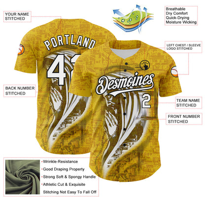 Custom Yellow White-Black 3D Pattern Design Religion Jesus Christ Authentic Baseball Jersey - Sky-Custom