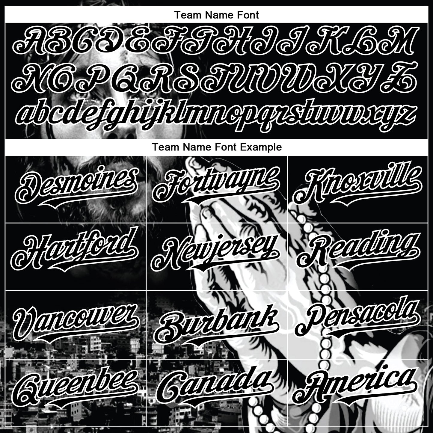 Custom Black White 3D Pattern Design Religion Jesus Christ Authentic Baseball Jersey - Sky-Custom