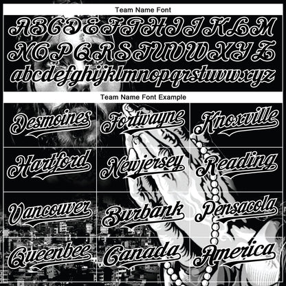 Custom Black White 3D Pattern Design Religion Jesus Christ Authentic Baseball Jersey - Sky-Custom