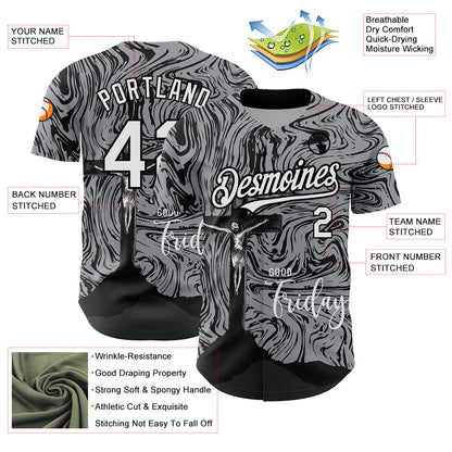 Custom Gray White-Black 3D Pattern Design Religion Cross Jesus Christ Good Friday Authentic Baseball Jersey - Sky-Custom