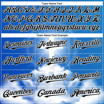 Custom Royal Black-White 3D Pattern Design Religion Cross Jesus Christ Good Friday Authentic Baseball Jersey - Sky-Custom