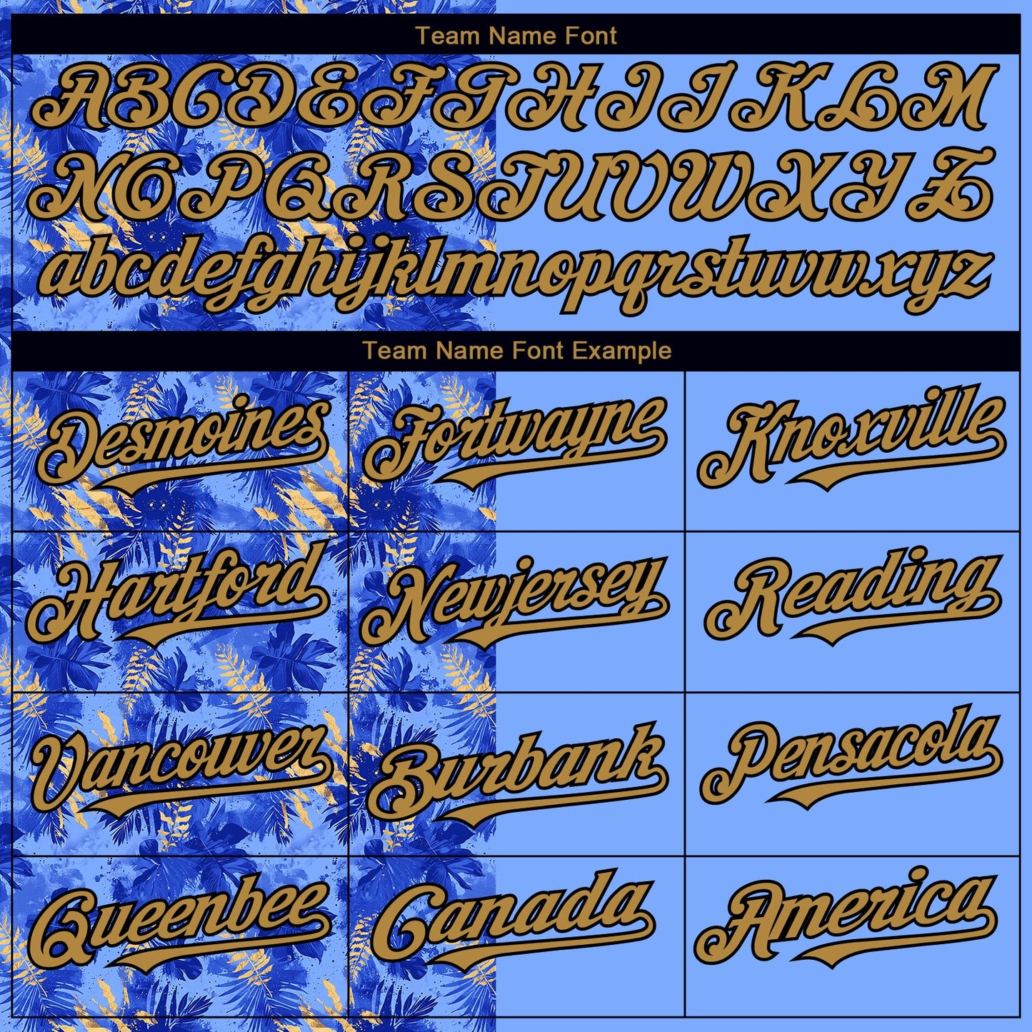 Custom Light Blue Old Gold-Black 3D Pattern Design Tropical Hawaii Palm Leaves Authentic Baseball Jersey - Sky-Custom
