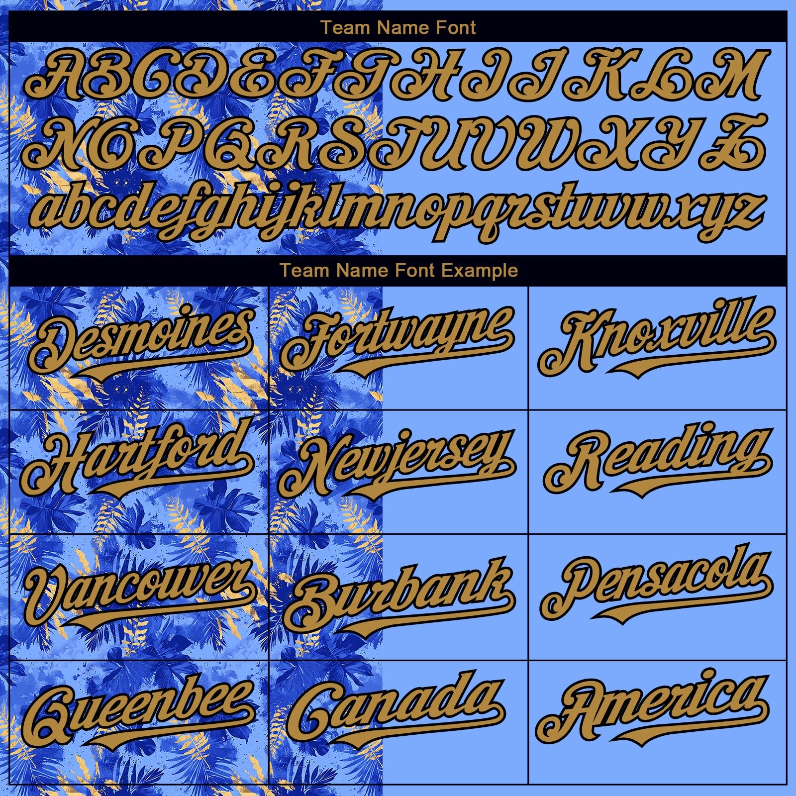 Custom Light Blue Old Gold-Black 3D Pattern Design Tropical Hawaii Palm Leaves Authentic Baseball Jersey - Sky-Custom