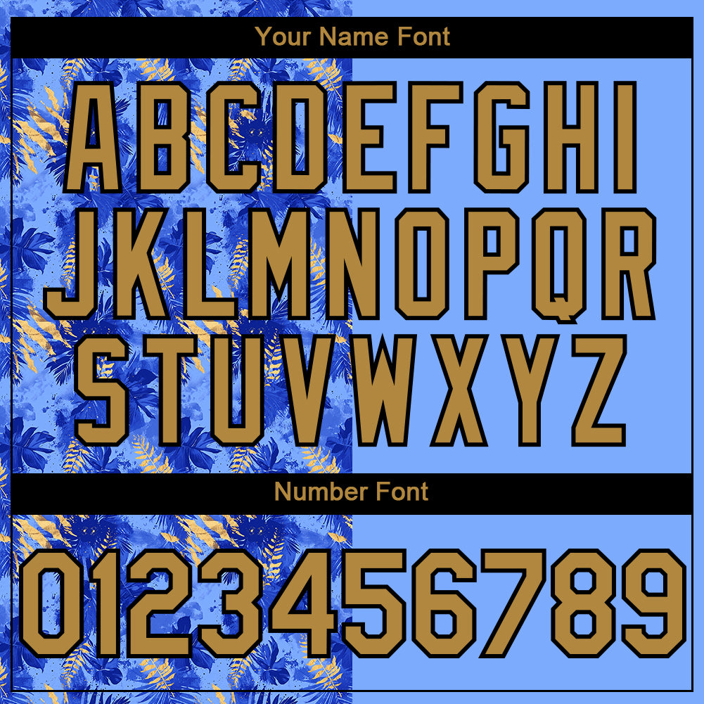 Custom Light Blue Old Gold-Black 3D Pattern Design Tropical Hawaii Palm Leaves Authentic Baseball Jersey - Sky-Custom