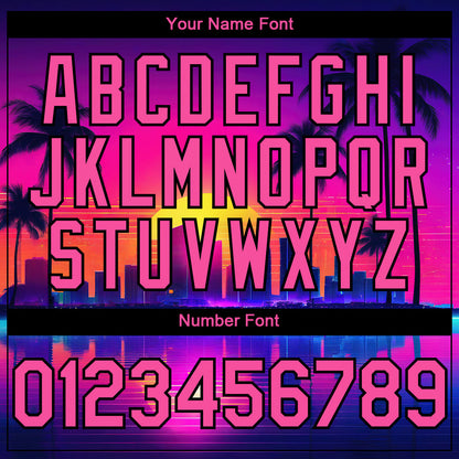 Custom Purple Pink-Black 3D Miami Palm Trees City Edition Authentic Baseball Jersey - Sky-Custom