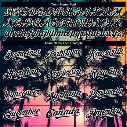 Custom Pink Black-White 3D Pattern Design Hawaii Palm Trees Authentic Baseball Jersey - Sky-Custom