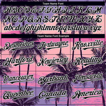 Custom Purple Black-White 3D Pattern Design Beach Hawaii Palm Trees Authentic Baseball Jersey - Sky-Custom