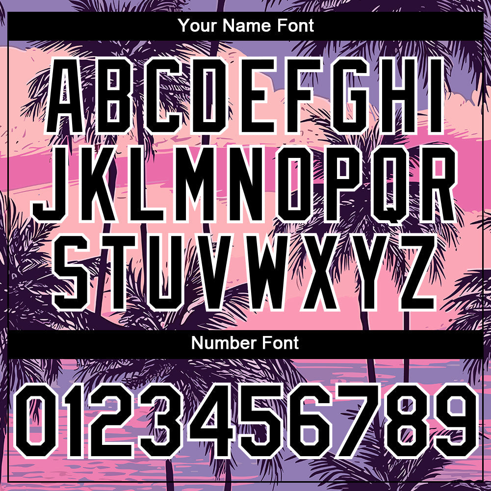 Custom Purple Black-White 3D Pattern Design Beach Hawaii Palm Trees Authentic Baseball Jersey - Sky-Custom