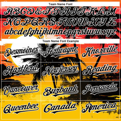 Custom Yellow Black White 3D Pattern Design Beach Hawaii Palm Trees Authentic Baseball Jersey - Sky-Custom