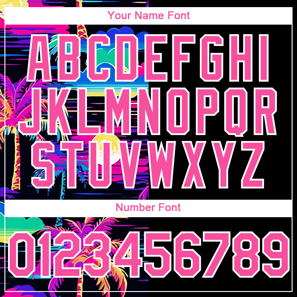 Custom Black Pink-White 3D Pattern Design Beach Hawaii Palm Trees Authentic Baseball Jersey - Sky-Custom