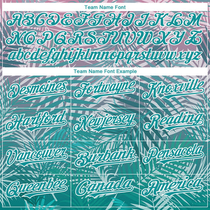 Custom Teal White 3D Pattern Design Tropical Hawaii Palm Leaves Authentic Baseball Jersey - Sky-Custom