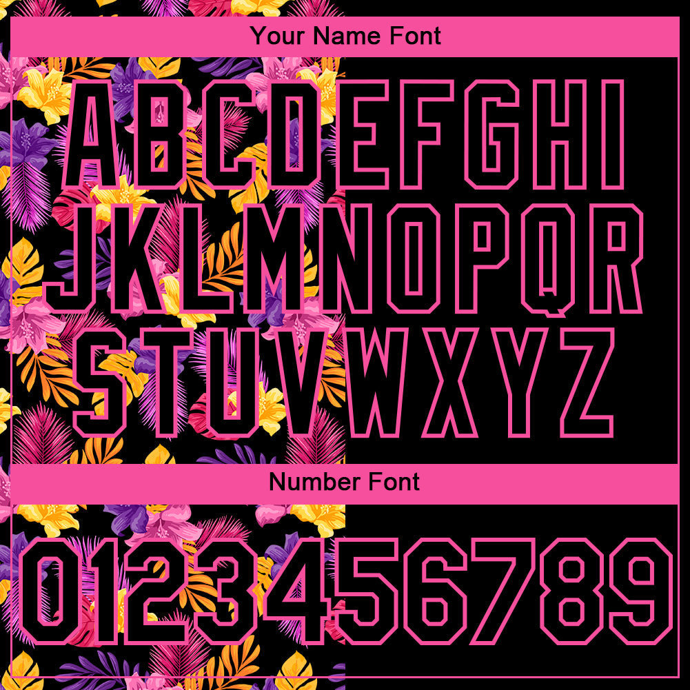 Custom Black Pink 3D Pattern Design Tropical Flower And Hawaii Palm Leaves Authentic Baseball Jersey - Sky-Custom