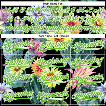Custom Black Aurora Green-White 3D Pattern Design Cactus Festival Authentic Baseball Jersey - Sky-Custom