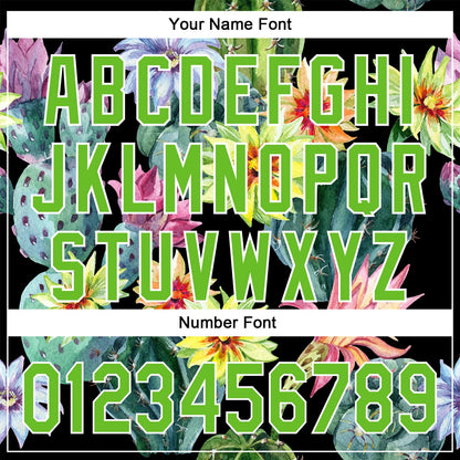 Custom Black Aurora Green-White 3D Pattern Design Cactus Festival Authentic Baseball Jersey - Sky-Custom