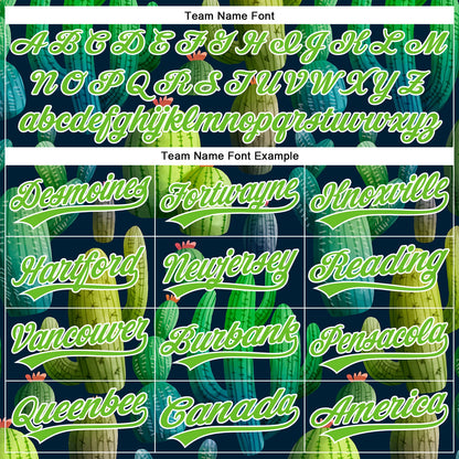 Custom Navy Aurora Green-White 3D Pattern Design Cactus Festival Authentic Baseball Jersey - Sky-Custom
