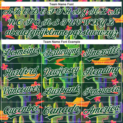 Custom Green White 3D Pattern Design Cactus Festival Authentic Baseball Jersey - Sky-Custom