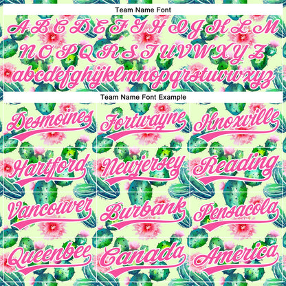 Custom Green Pink-White 3D Pattern Design Cactus Festival Authentic Baseball Jersey - Sky-Custom