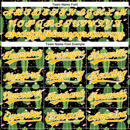 Custom Black Gold-White 3D Pattern Design Cactus Festival Authentic Baseball Jersey - Sky-Custom