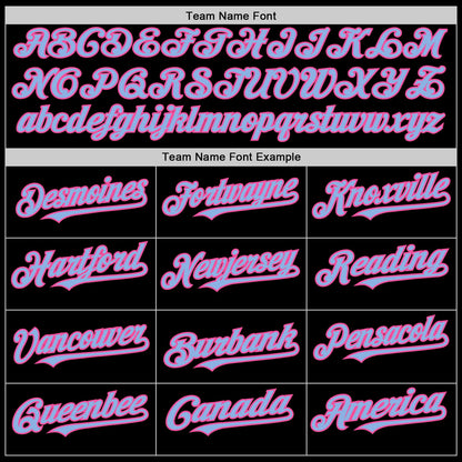 Custom Black Light Blue-Pink 3D Pattern Design Gradient Style Twinkle Star Authentic Baseball Jersey - Sky-Custom