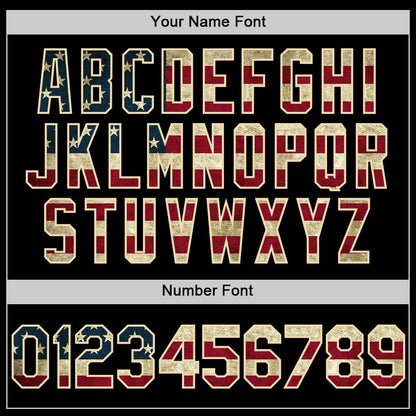 Custom Black Vintage USA Flag Red-Cream 3D Pattern Design Gradient Style Twinkle Star Authentic Baseball Jersey - Sky-Custom