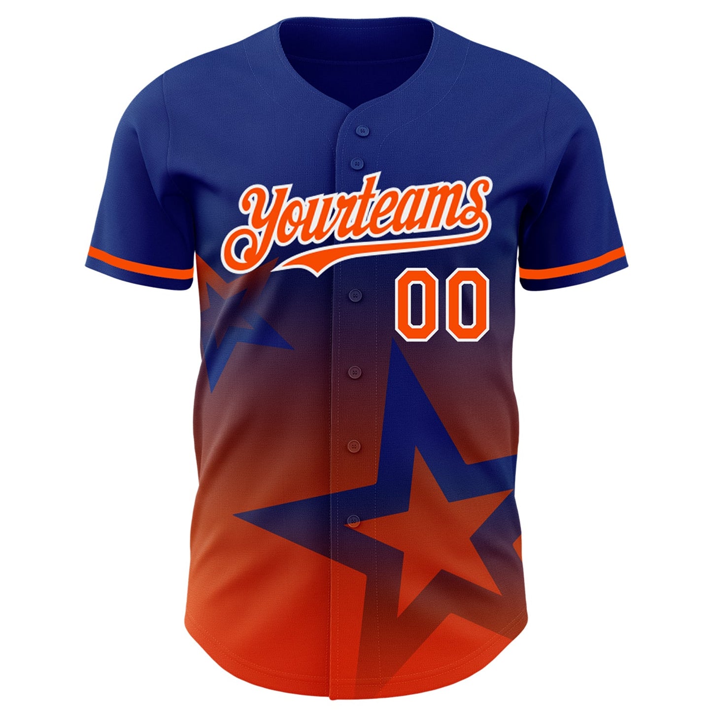 Custom Royal Orange-White 3D Pattern Design Gradient Style Twinkle Star Authentic Baseball Jersey - Sky-Custom