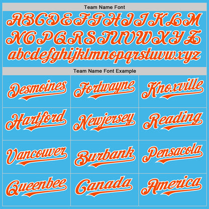 Custom Sky Blue Orange-White 3D Pattern Design Gradient Style Twinkle Star Authentic Baseball Jersey - Sky-Custom