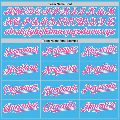Custom Sky Blue Pink-White 3D Pattern Design Gradient Style Twinkle Star Authentic Baseball Jersey - Sky-Custom