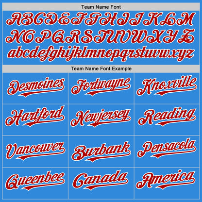 Custom Electric Blue Red-White 3D Pattern Design Gradient Style Twinkle Star Authentic Baseball Jersey - Sky-Custom