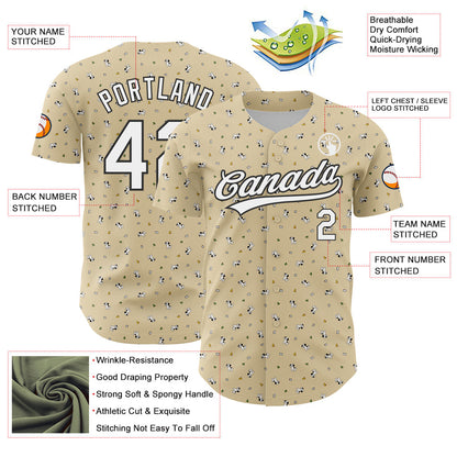 Custom Cream White-Black 3D Pattern Design Animal Dog Authentic Baseball Jersey - Sky-Custom