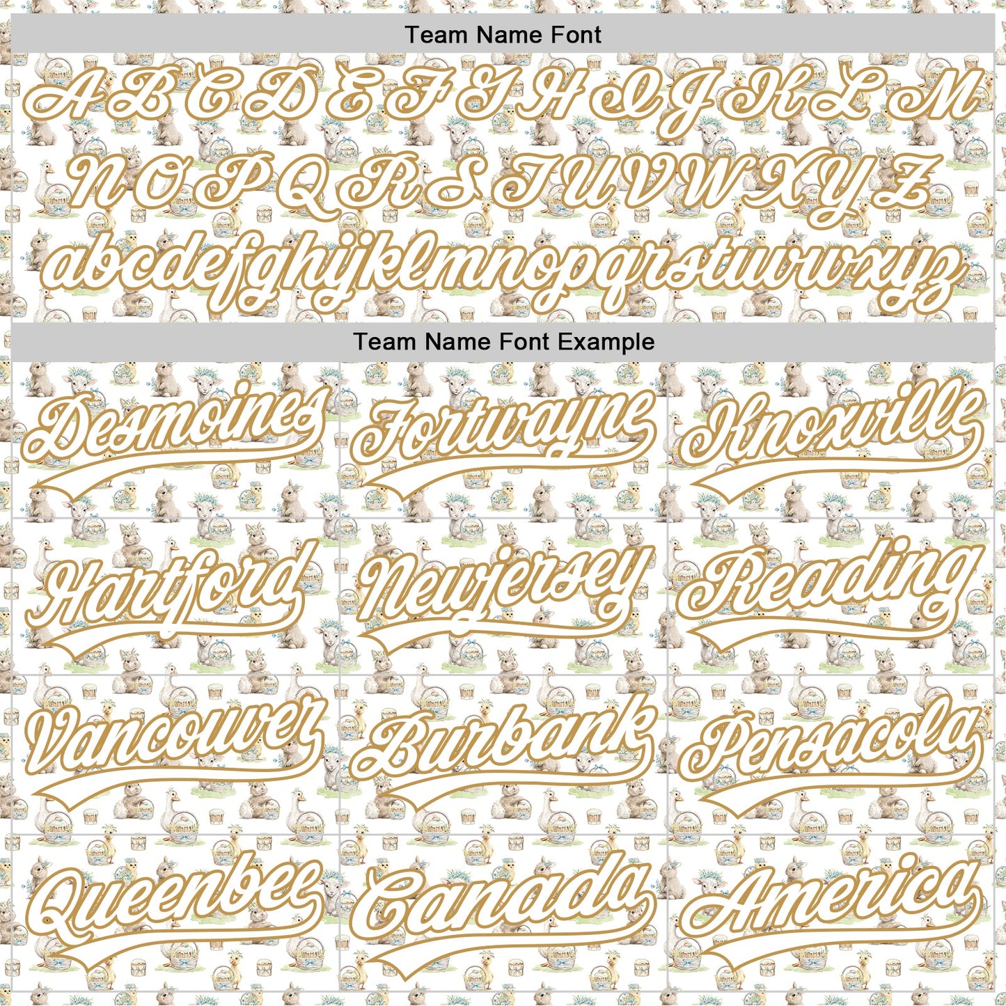 Custom White Old Gold 3D Pattern Design Animal Rabbit Sheep Chicken And Duck Authentic Baseball Jersey - Sky-Custom