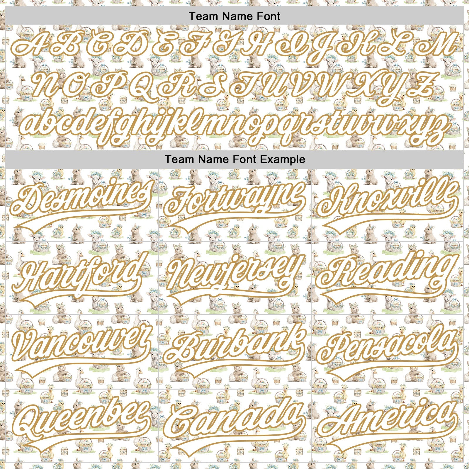 Custom White Old Gold 3D Pattern Design Animal Rabbit Sheep Chicken And Duck Authentic Baseball Jersey - Sky-Custom