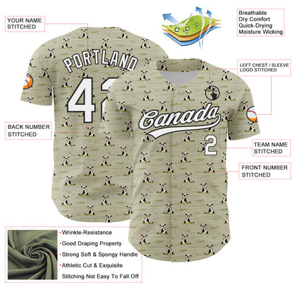 Custom Green White-Black 3D Pattern Design Animal Cow Authentic Baseball Jersey - Sky-Custom