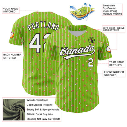 Custom Neon Green White-Black 3D Pattern Design Animal Dinosaur Authentic Baseball Jersey - Sky-Custom
