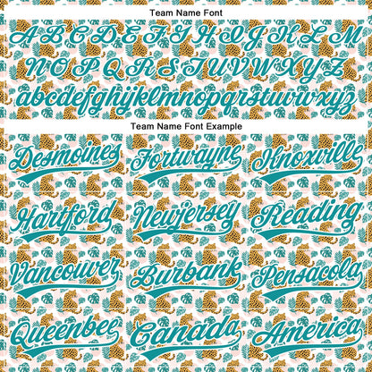 Custom White Teal 3D Pattern Design Animal Leopard Authentic Baseball Jersey - Sky-Custom