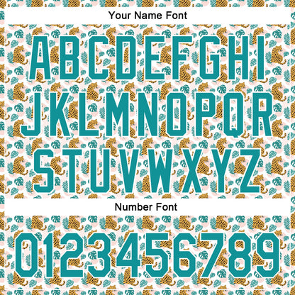 Custom White Teal 3D Pattern Design Animal Leopard Authentic Baseball Jersey - Sky-Custom