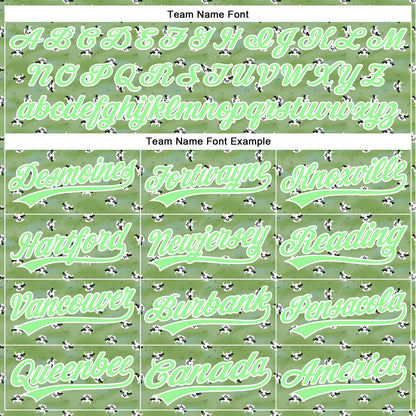Custom Green Pea Green-White 3D Pattern Design Animal Cow Authentic Baseball Jersey - Sky-Custom